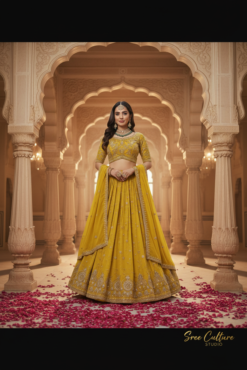 Aripan – Silk Bridal Lehenga – Peacock & Elephant Khatli Work