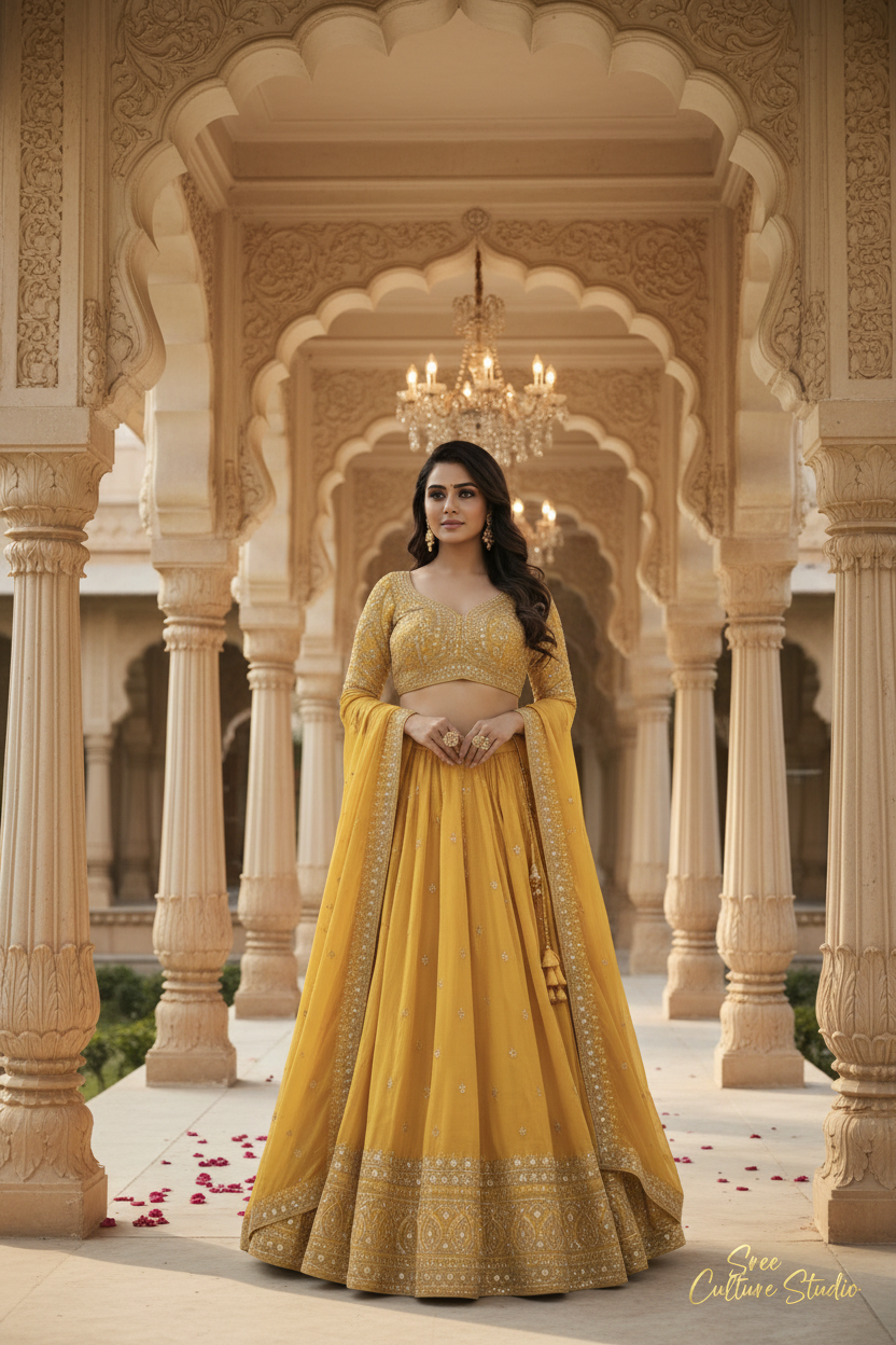 Aripan – Silk Bridal Lehenga – Peacock & Elephant Khatli Work