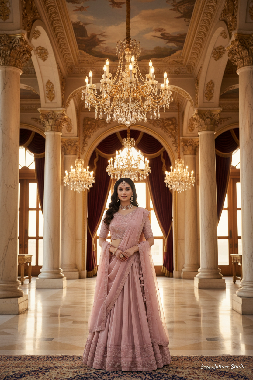 Aripan – Silk Bridal Lehenga – Peacock & Elephant Khatli Work
