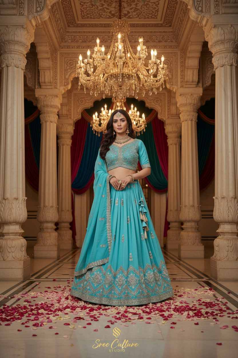 Aripan – Silk Bridal Lehenga – Peacock & Elephant Khatli Work