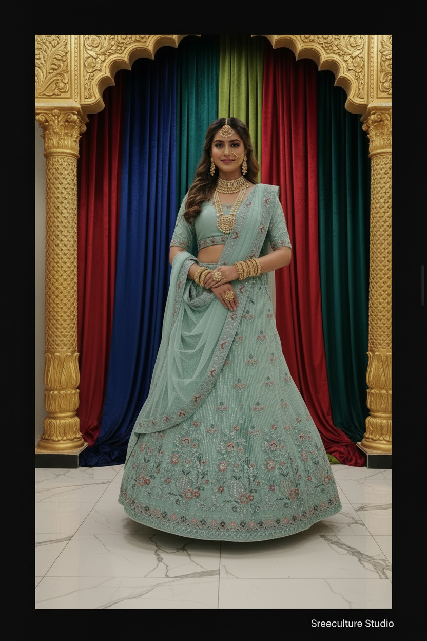 Bharni – Modern Luxury Bridal Lehenga – Beads, Sequins & Zardozi