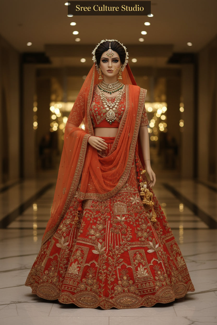 Shyama – Heavy Embroidered Net Bridal Lehenga – Designer Dupatta