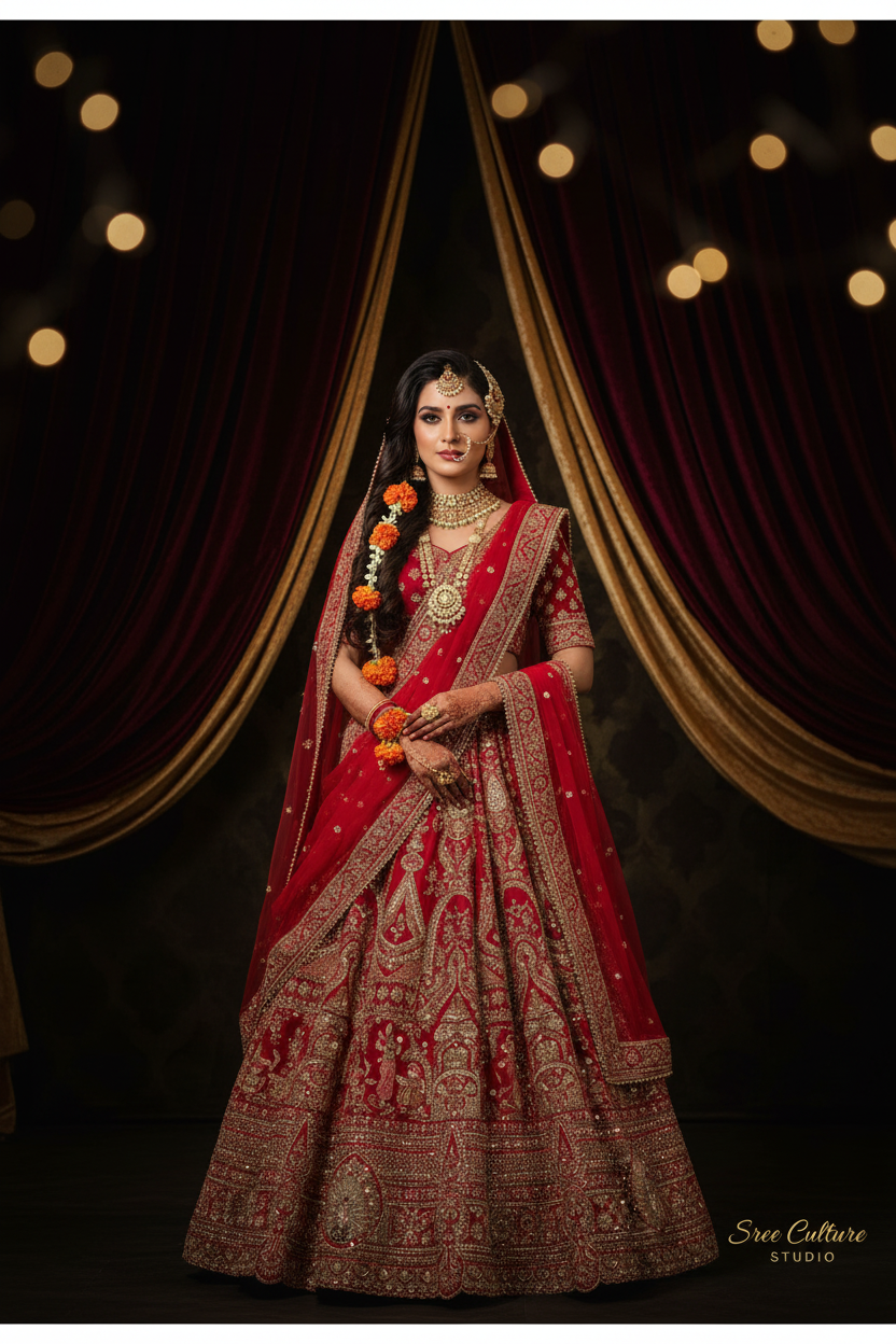 Vruksha – Red & Gold Silk Royal Bridal Lehenga – Zardozi Heritage
