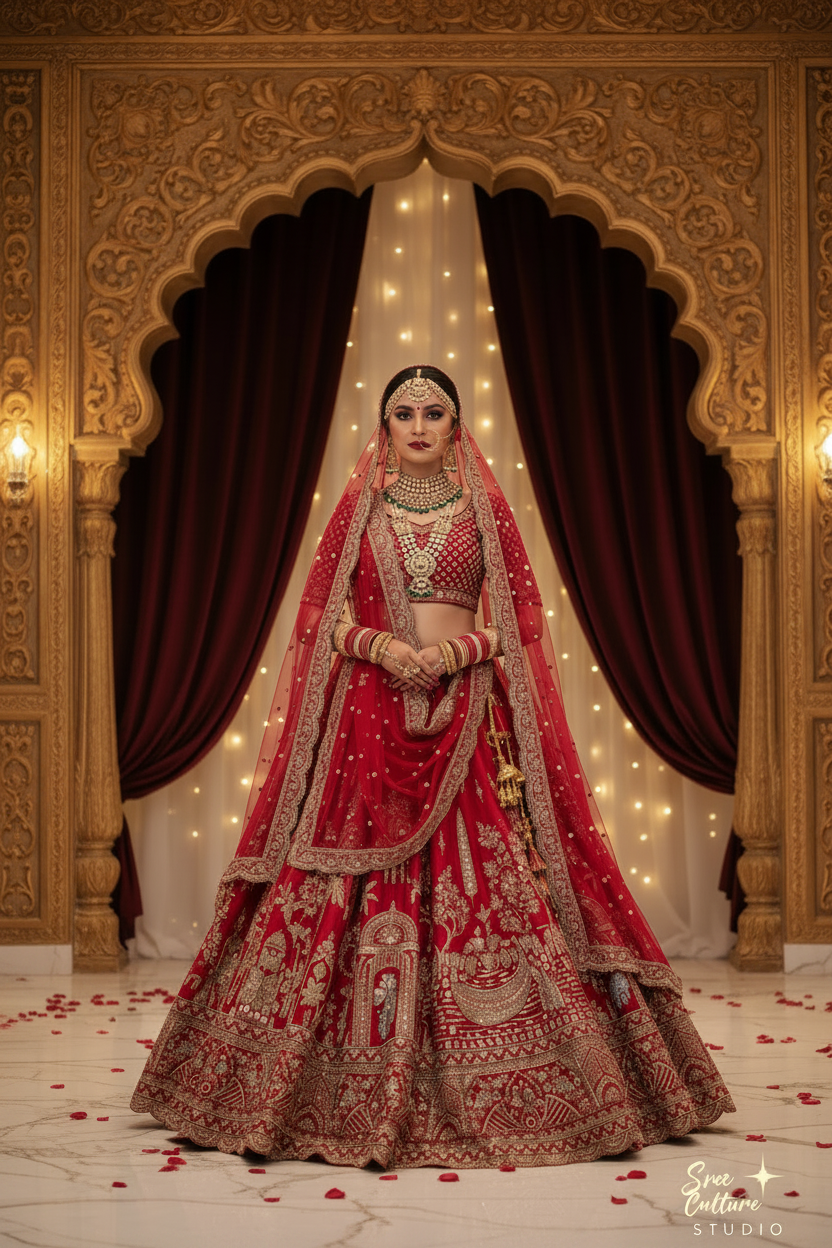 Saptarishi – Gold Zardozi Heavy Bridal Lehenga – Grand Flare