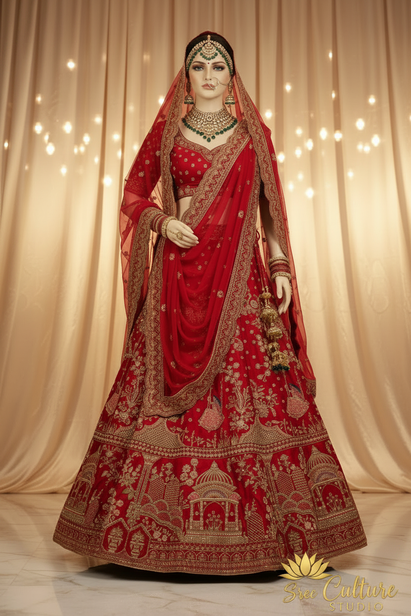 Saptarishi – Gold Zardozi Heavy Bridal Lehenga – Grand Flare