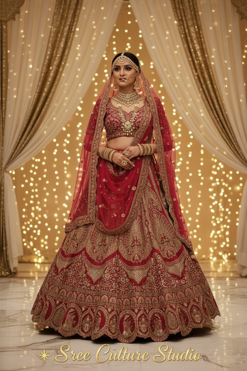 Saptarishi – Gold Zardozi Heavy Bridal Lehenga – Grand Flare