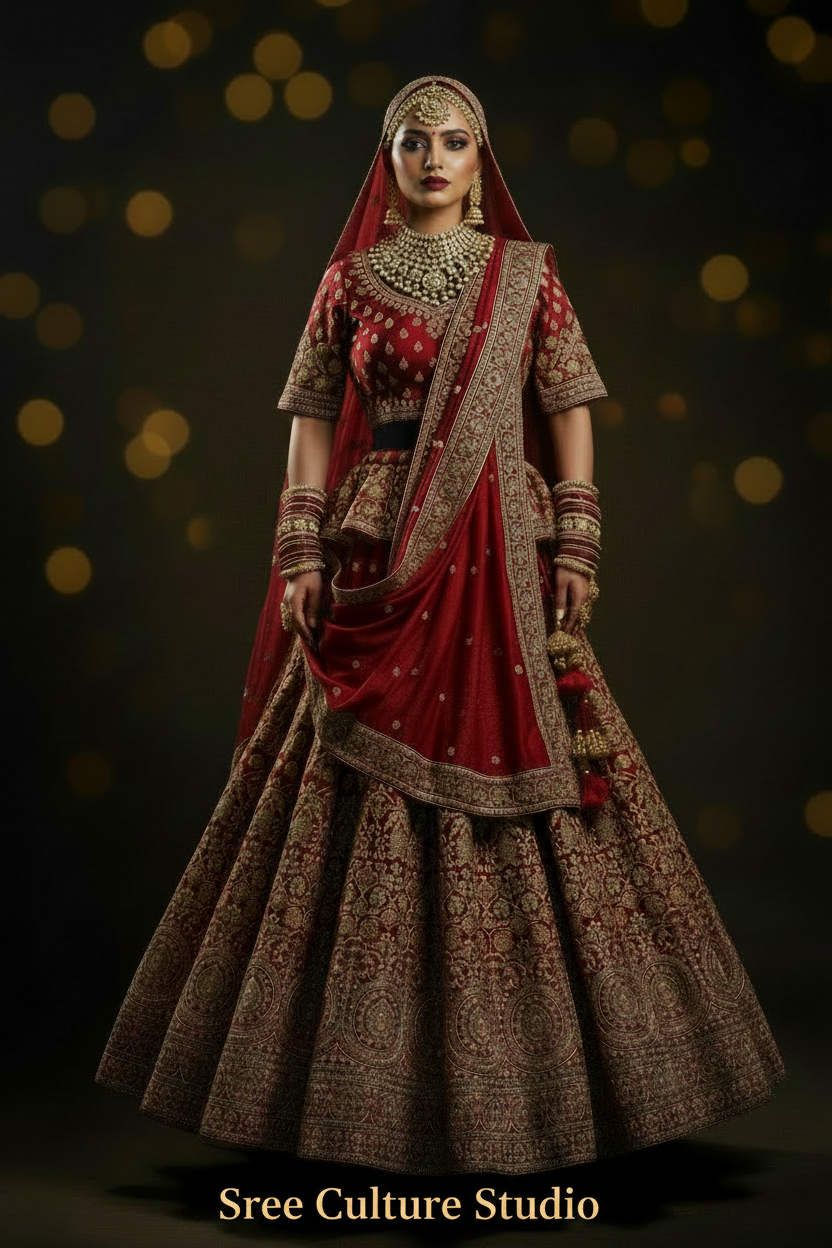 Saptarishi – Gold Zardozi Heavy Bridal Lehenga – Grand Flare
