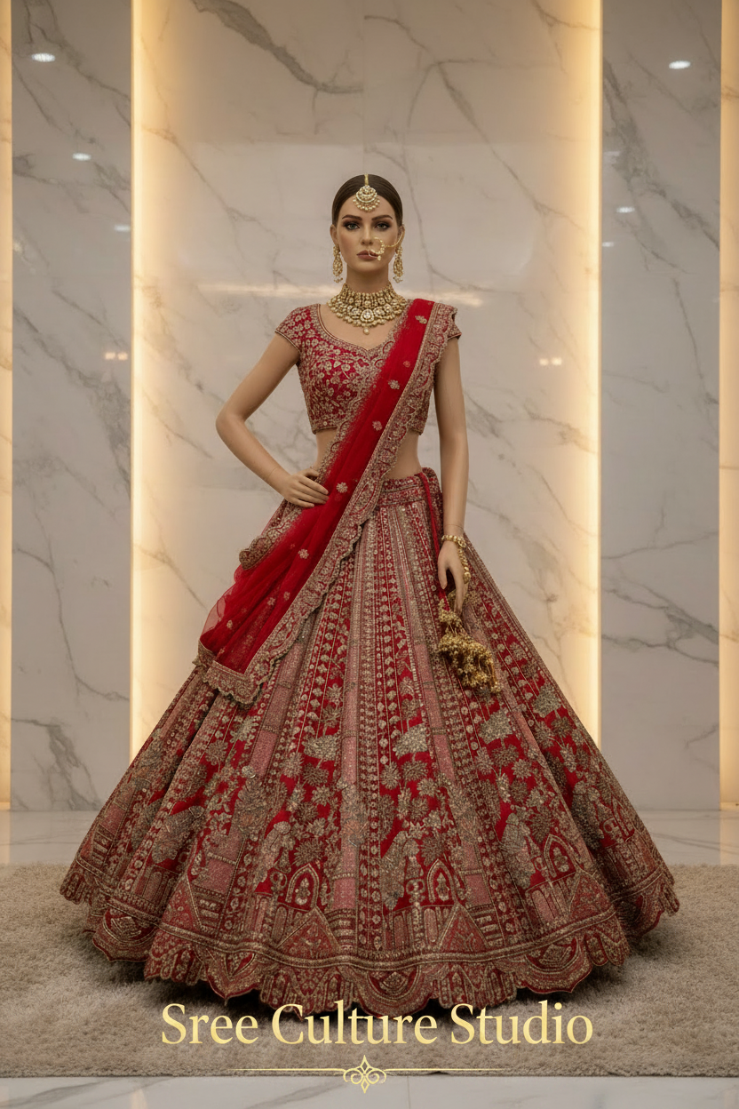 Saptarishi – Gold Zardozi Heavy Bridal Lehenga – Grand Flare