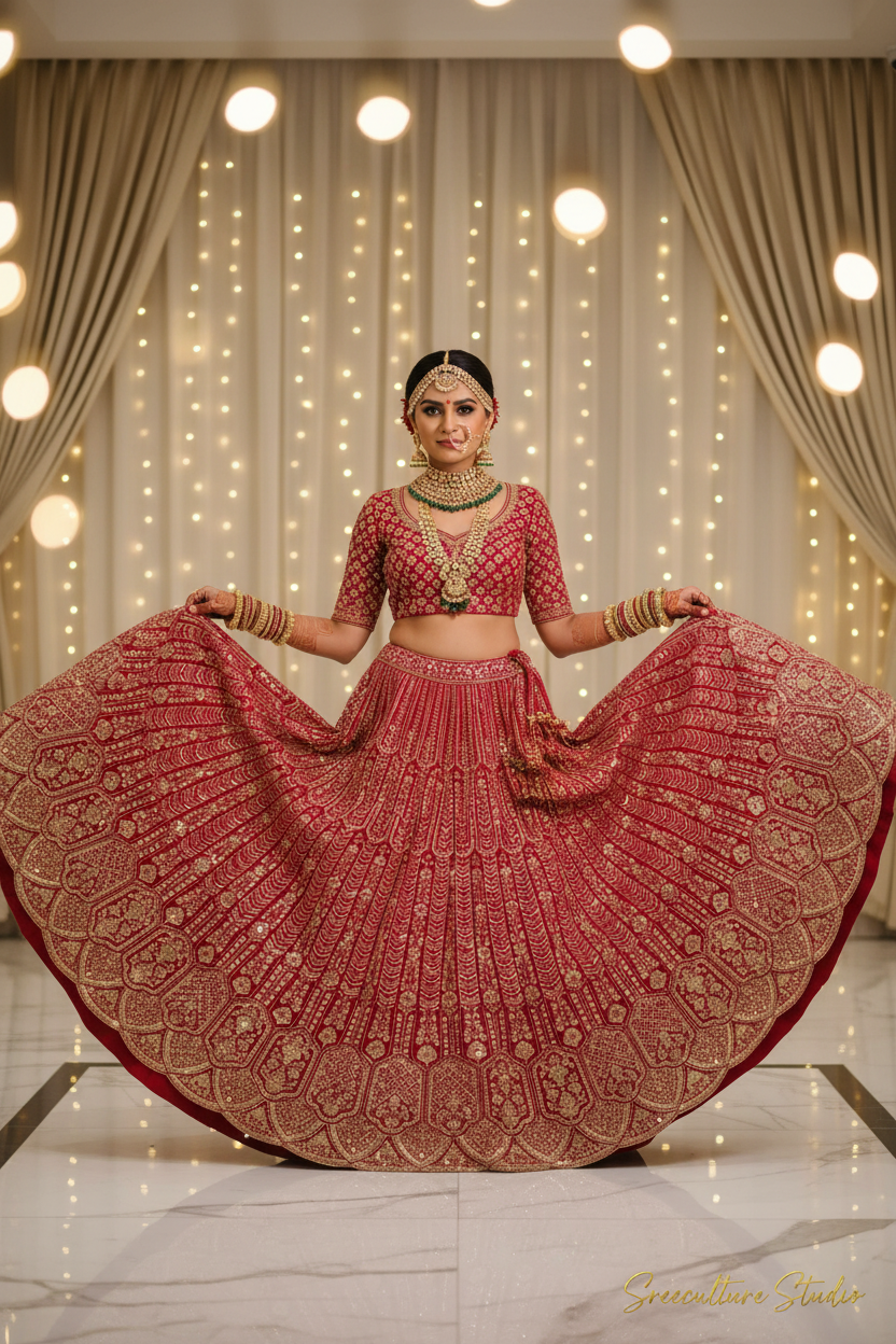 Mayur – Velvet-Net Fabric Bridal Lehenga – Royal Elegance