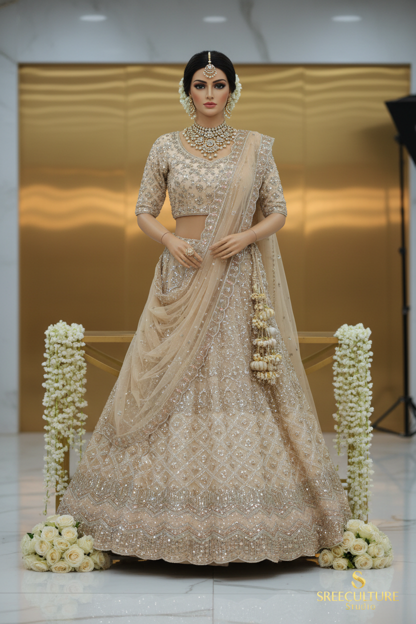 Kachni – Luxurious Multi-Style Bridal Party Lehenga – Sequin & Velvet