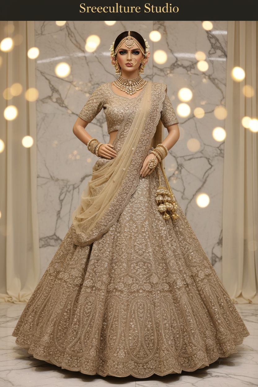 Kachni – Luxurious Multi-Style Bridal Party Lehenga – Sequin & Velvet
