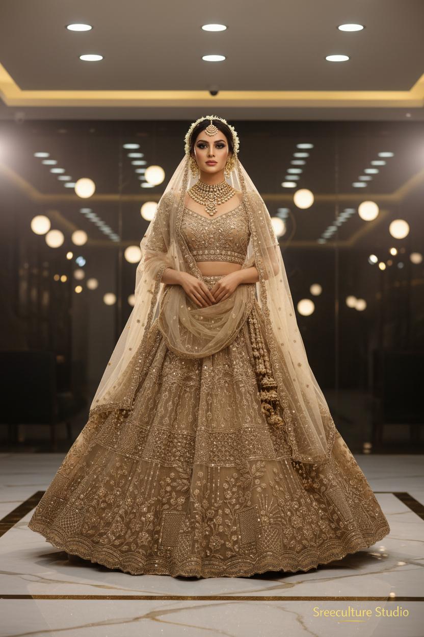 Kachni – Luxurious Multi-Style Bridal Party Lehenga – Sequin & Velvet