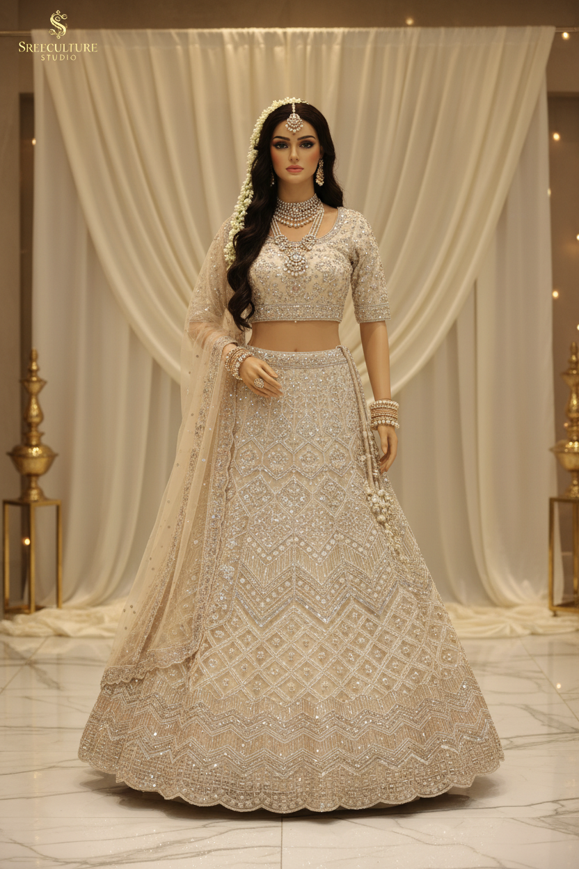 Kachni – Luxurious Multi-Style Bridal Party Lehenga – Sequin & Velvet