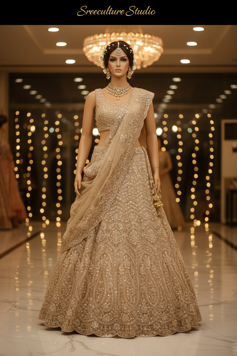 Kachni – Luxurious Multi-Style Bridal Party Lehenga – Sequin & Velvet