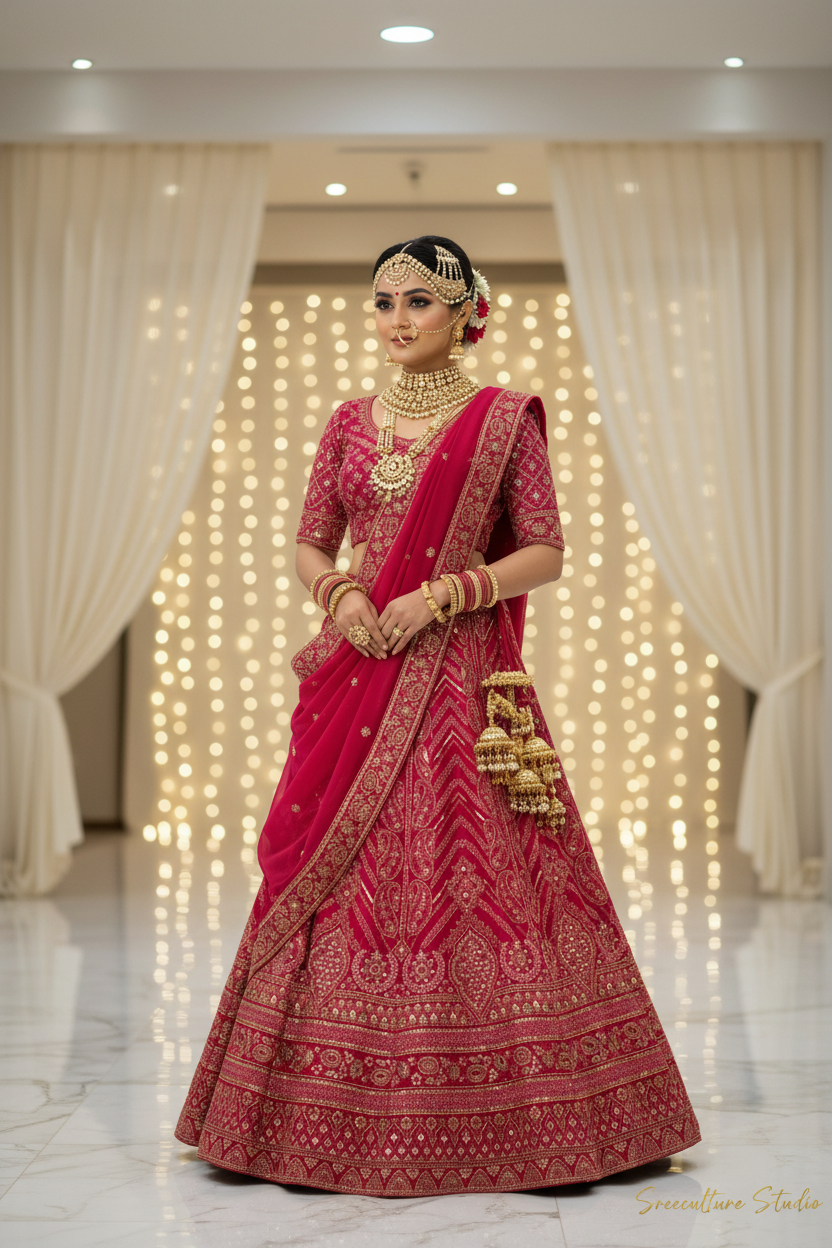 Mayur – Velvet-Net Fabric Bridal Lehenga – Royal Elegance