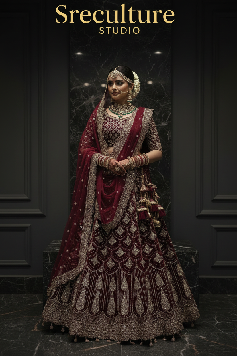 Mayur – Velvet-Net Fabric Bridal Lehenga – Royal Elegance