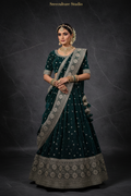 Mayur – Velvet-Net Fabric Bridal Lehenga – Royal Elegance