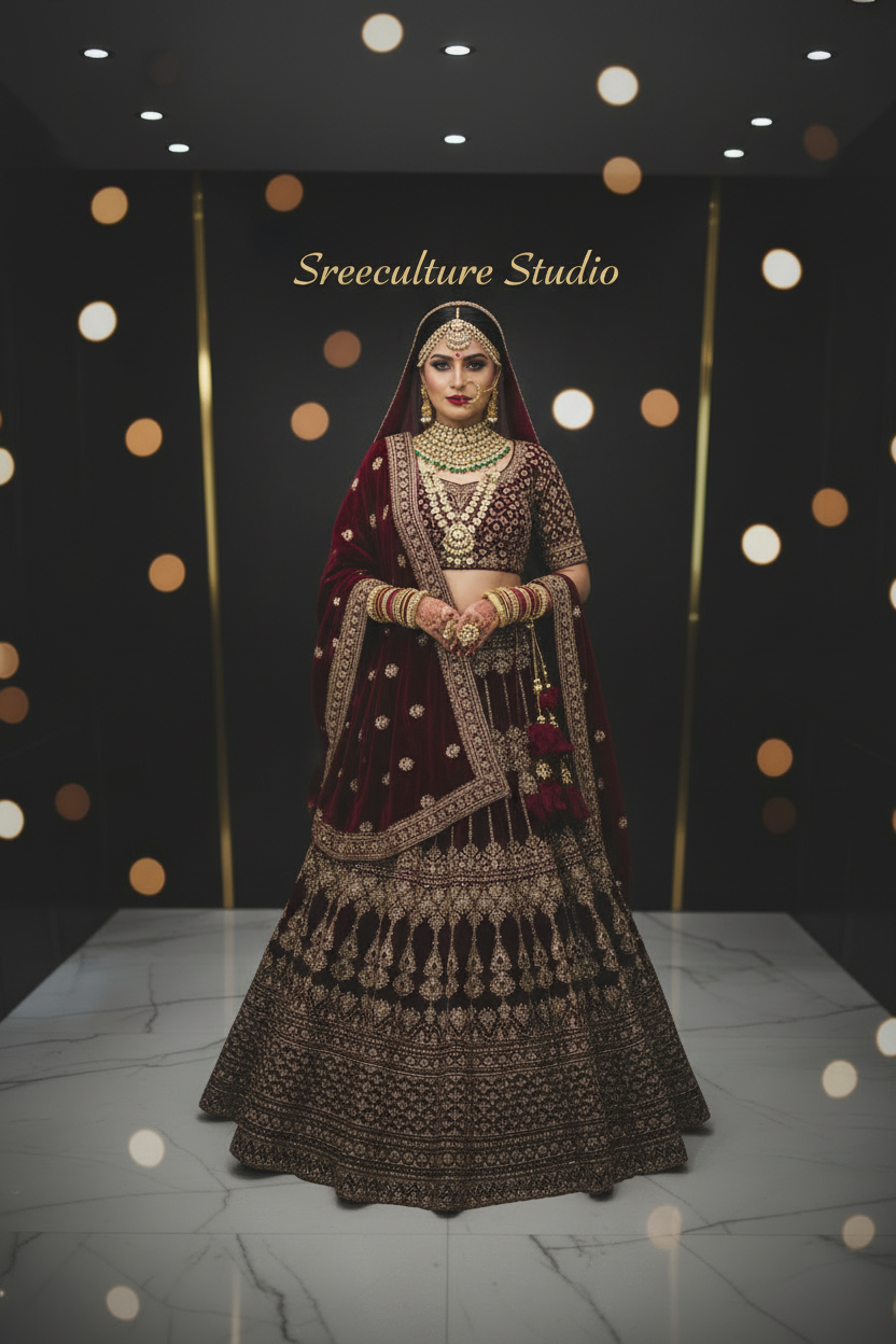 Mayur – Velvet-Net Fabric Bridal Lehenga – Royal Elegance