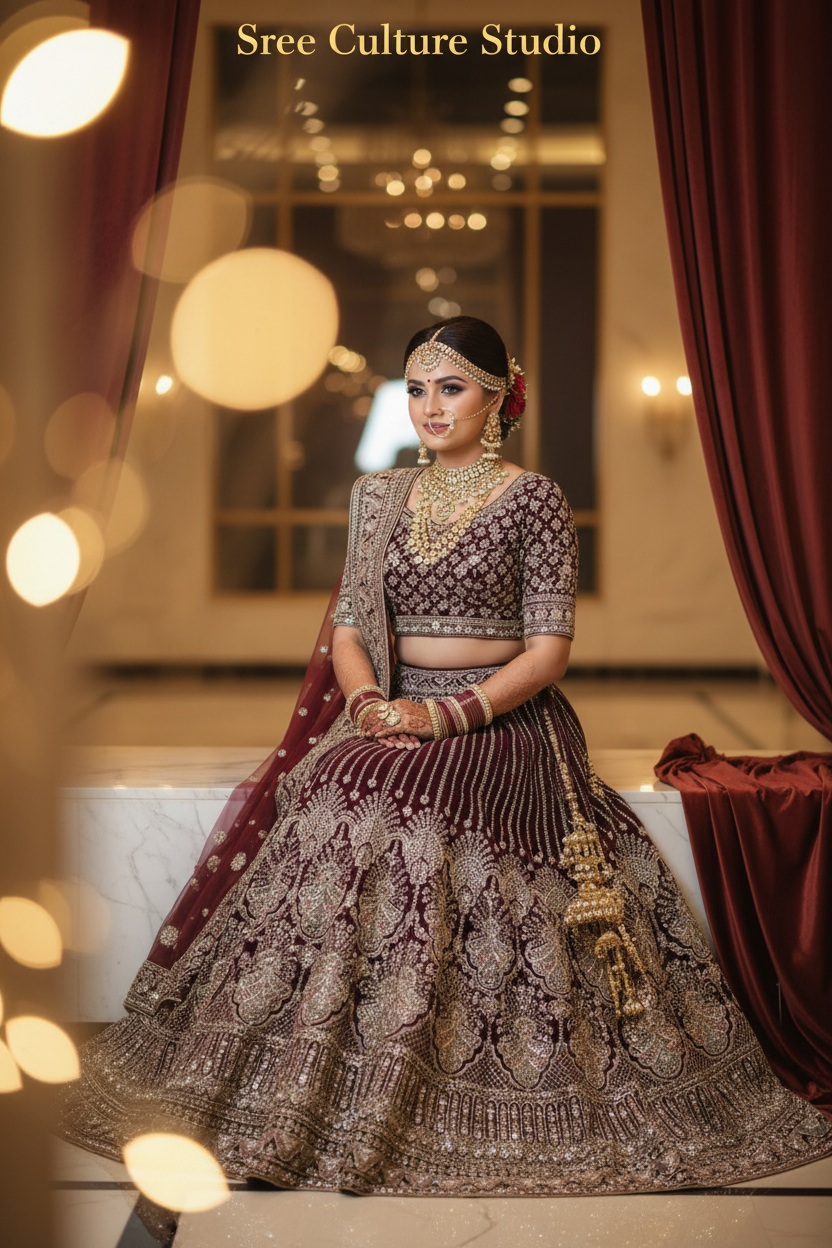 Mayur – Velvet-Net Fabric Bridal Lehenga – Royal Elegance