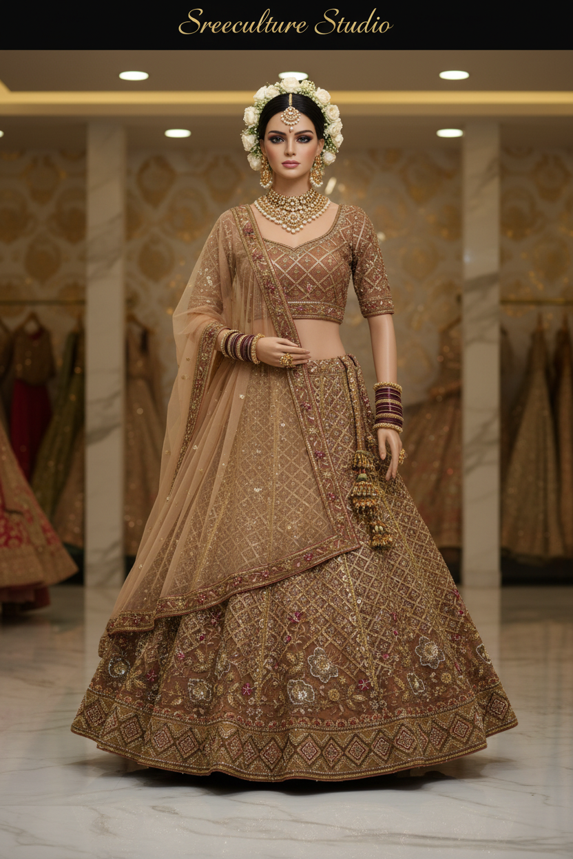 Kachni – Luxurious Multi-Style Bridal Party Lehenga – Sequin & Velvet