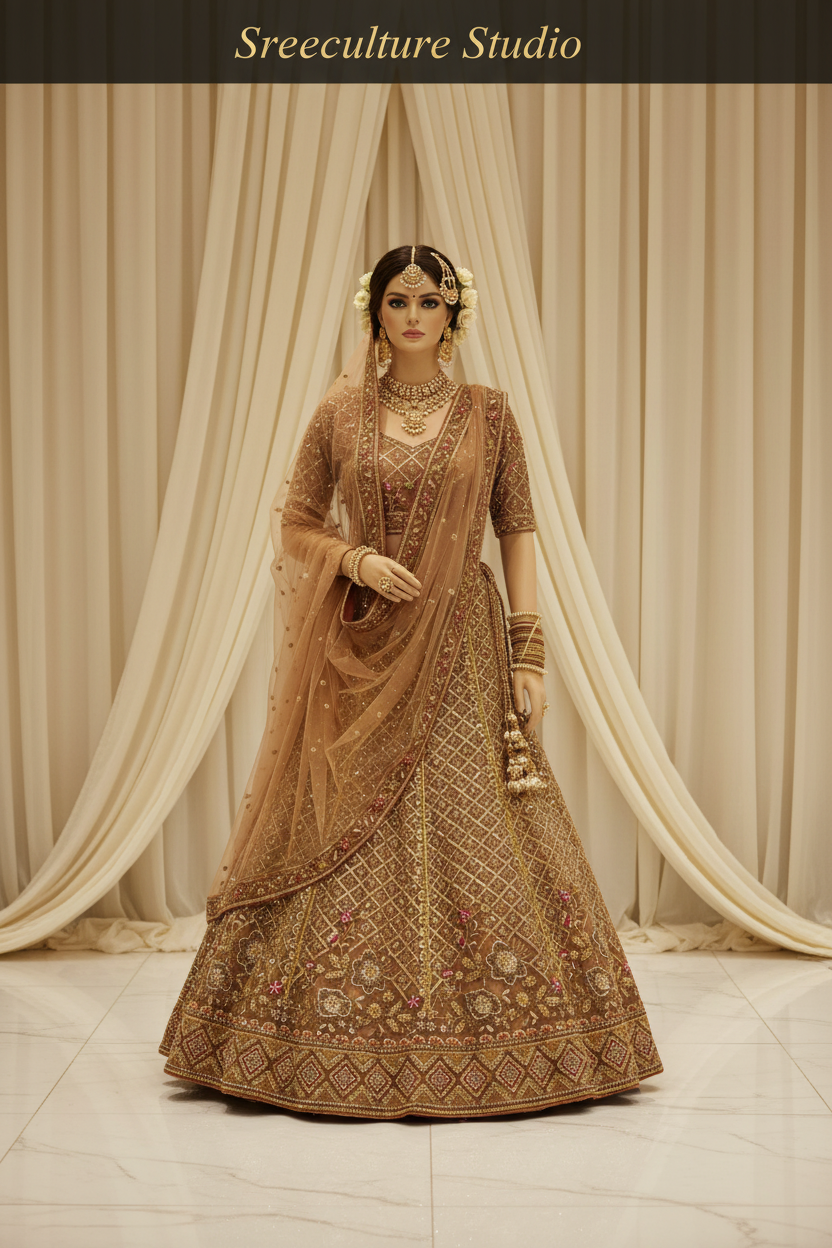 Shyama – Heavy Embroidered Net Bridal Lehenga – Designer Dupatta