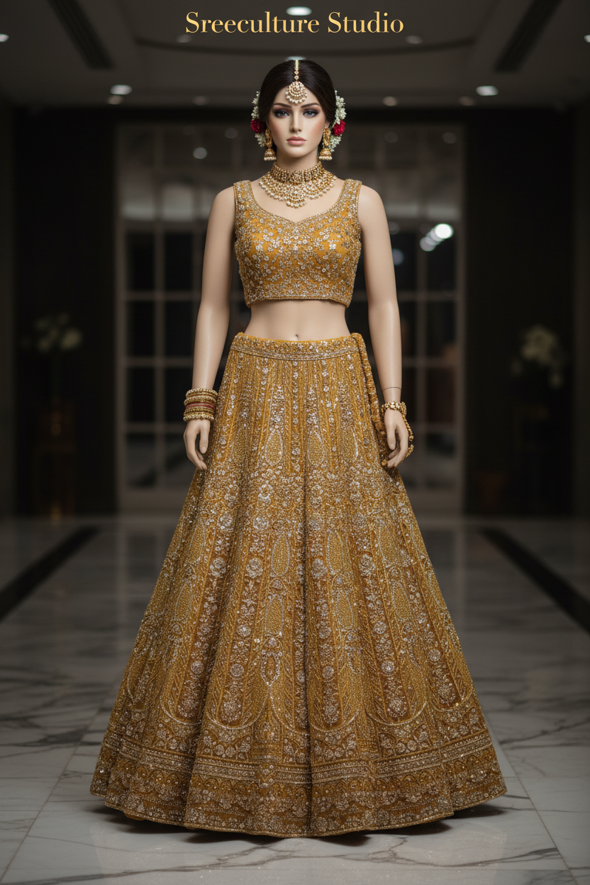 Kachni – Luxurious Multi-Style Bridal Party Lehenga – Sequin & Velvet