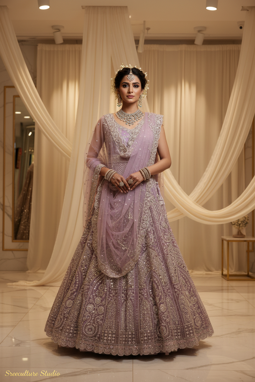 Kachni – Luxurious Multi-Style Bridal Party Lehenga – Sequin & Velvet