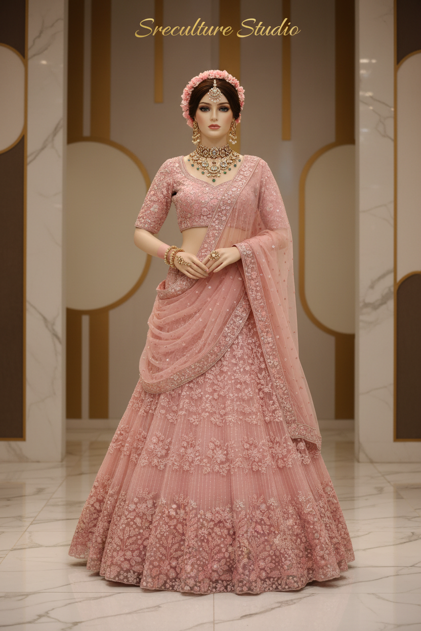 Kachni – Luxurious Multi-Style Bridal Party Lehenga – Sequin & Velvet