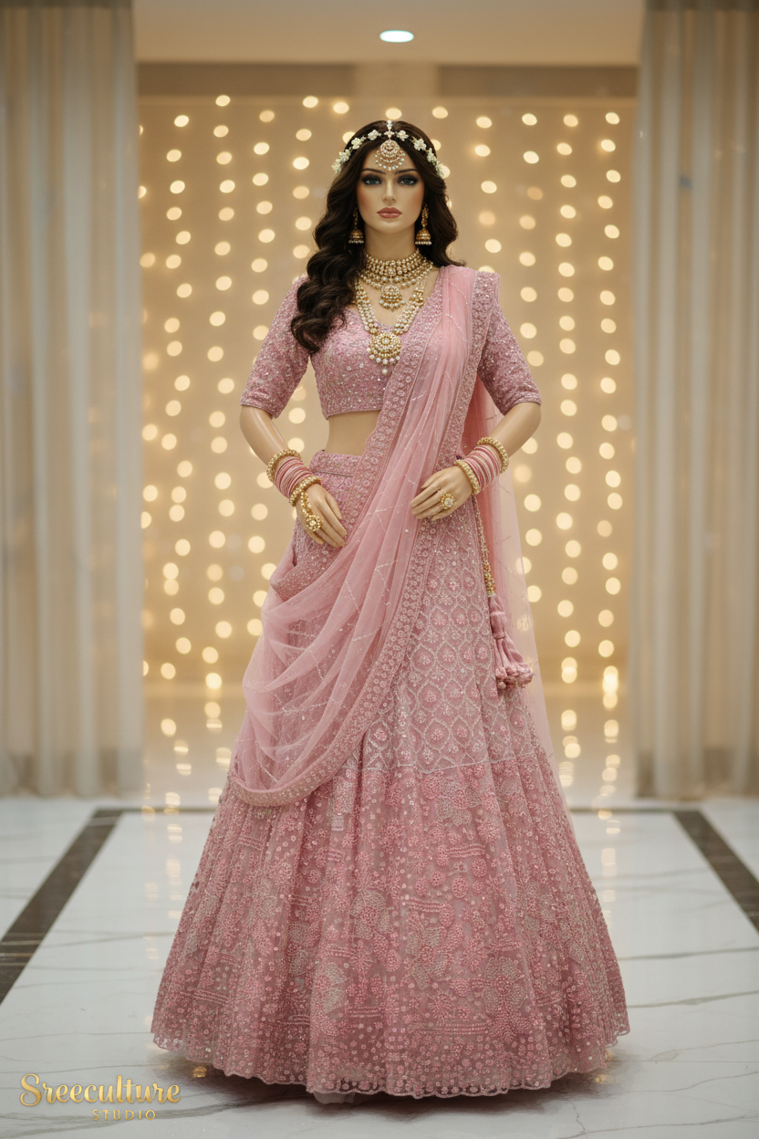 Kachni – Luxurious Multi-Style Bridal Party Lehenga – Sequin & Velvet