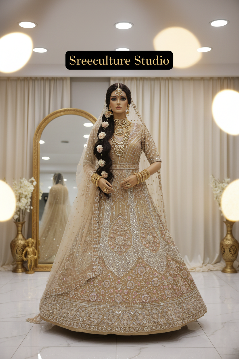 Kachni – Luxurious Multi-Style Bridal Party Lehenga – Sequin & Velvet