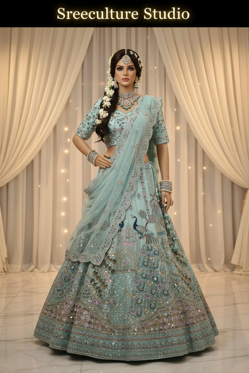 Kachni – Luxurious Multi-Style Bridal Party Lehenga – Sequin & Velvet