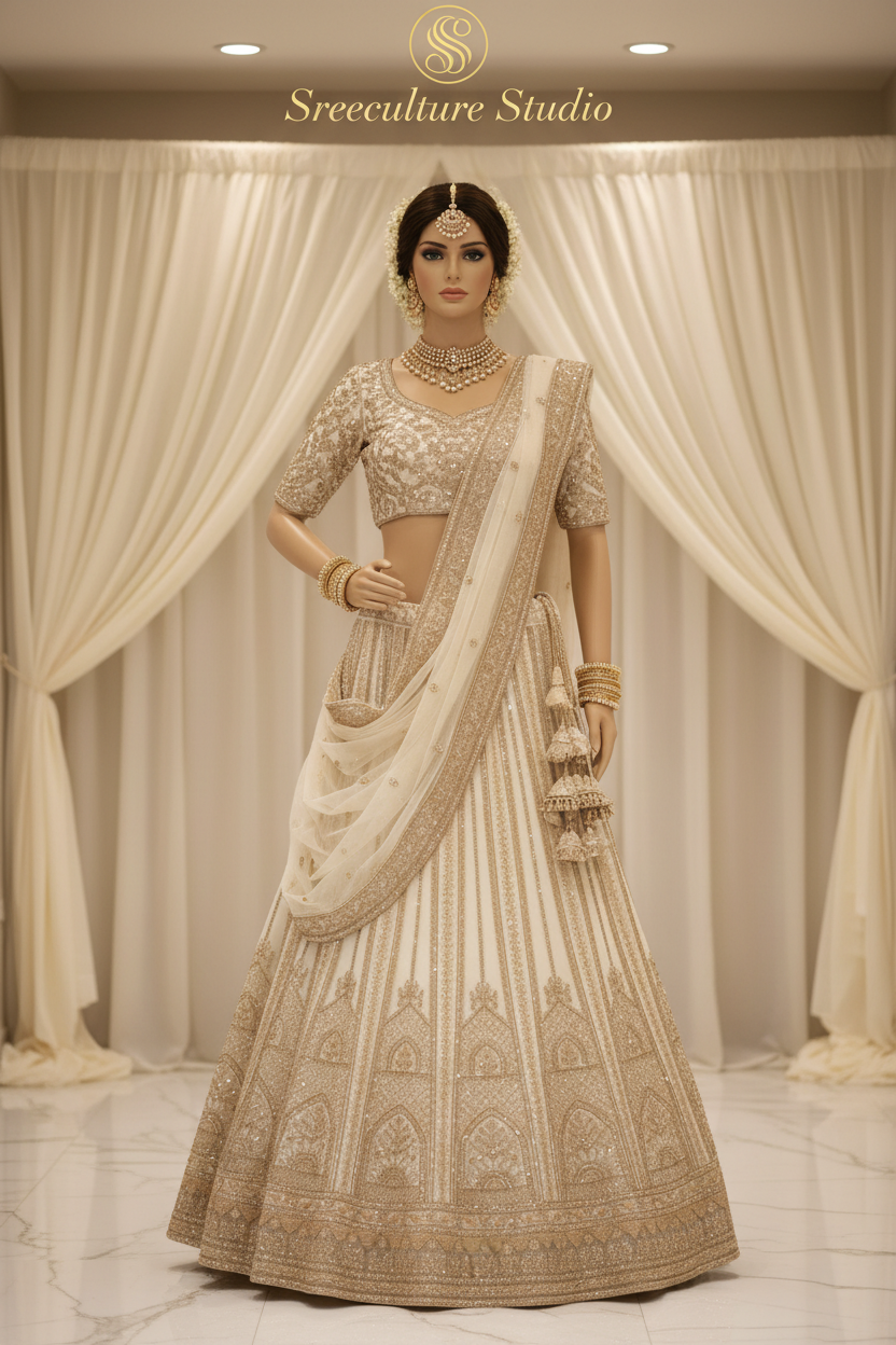 Kachni – Luxurious Multi-Style Bridal Party Lehenga – Sequin & Velvet