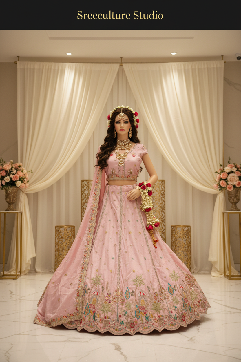Kachni – Luxurious Multi-Style Bridal Party Lehenga – Sequin & Velvet