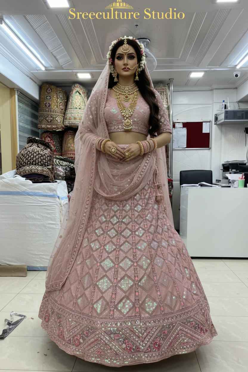 Kachni – Luxurious Multi-Style Bridal Party Lehenga – Sequin & Velvet