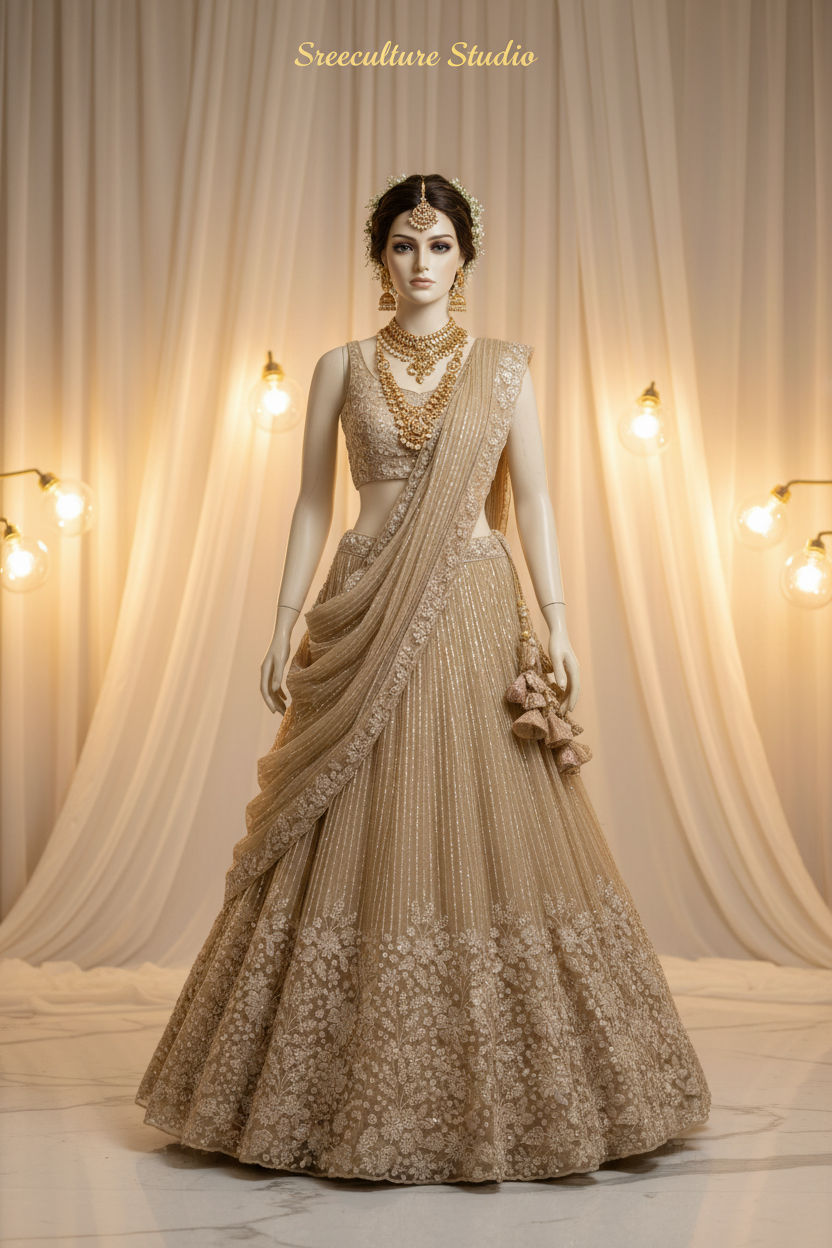 Kachni – Luxurious Multi-Style Bridal Party Lehenga – Sequin & Velvet