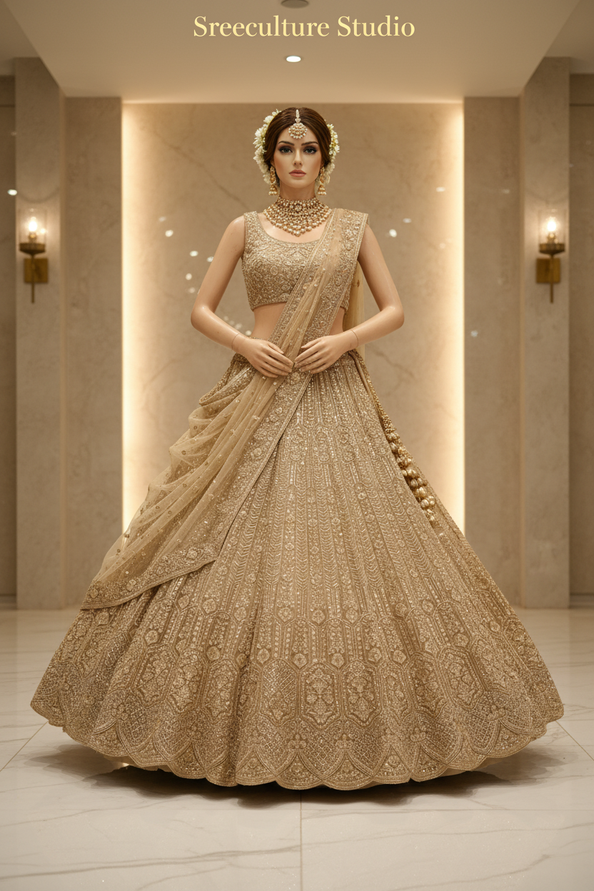 Kachni – Luxurious Multi-Style Bridal Party Lehenga – Sequin & Velvet