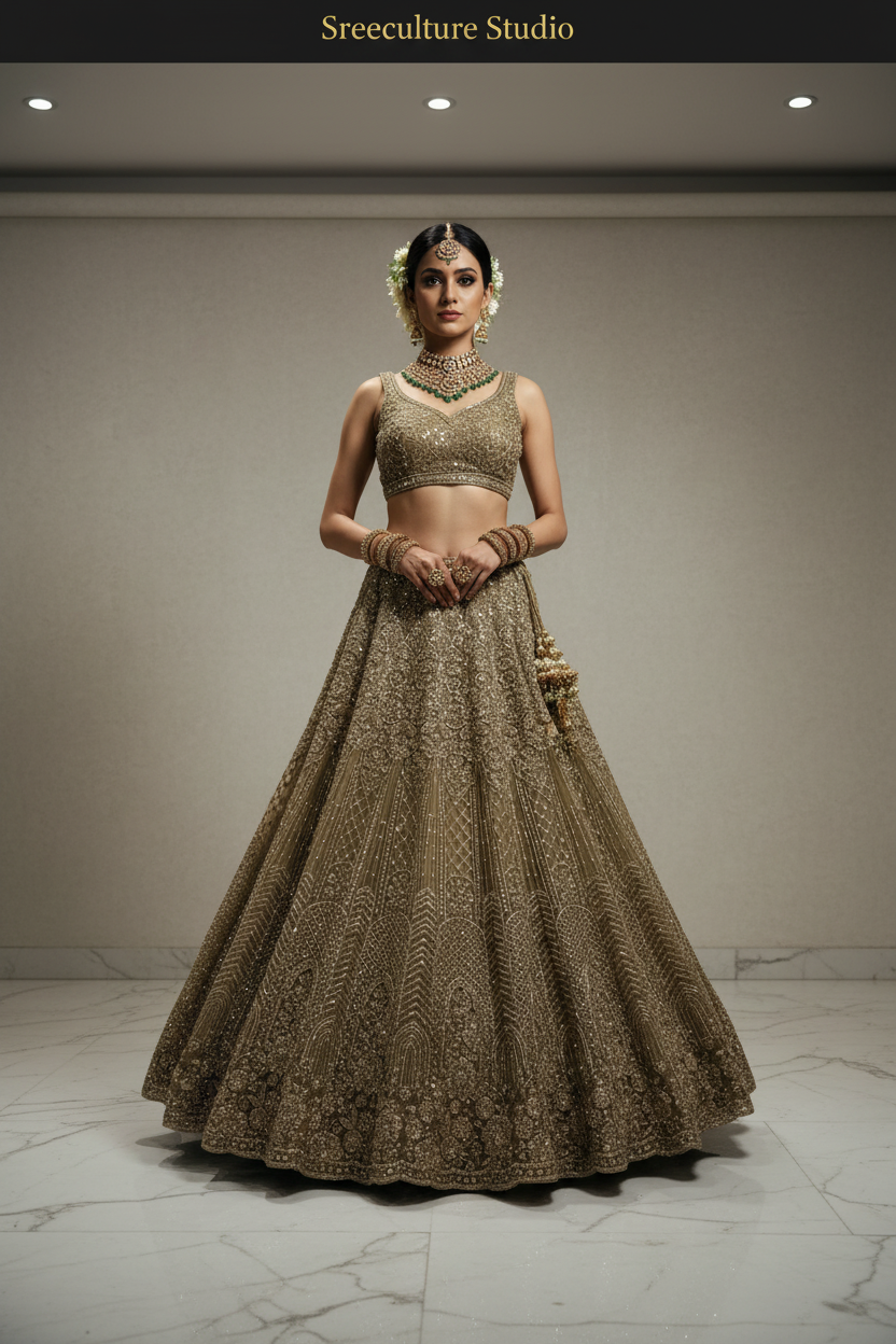 Kachni – Luxurious Multi-Style Bridal Party Lehenga – Sequin & Velvet