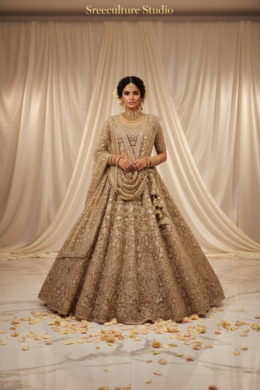 Kachni – Luxurious Multi-Style Bridal Party Lehenga – Sequin & Velvet