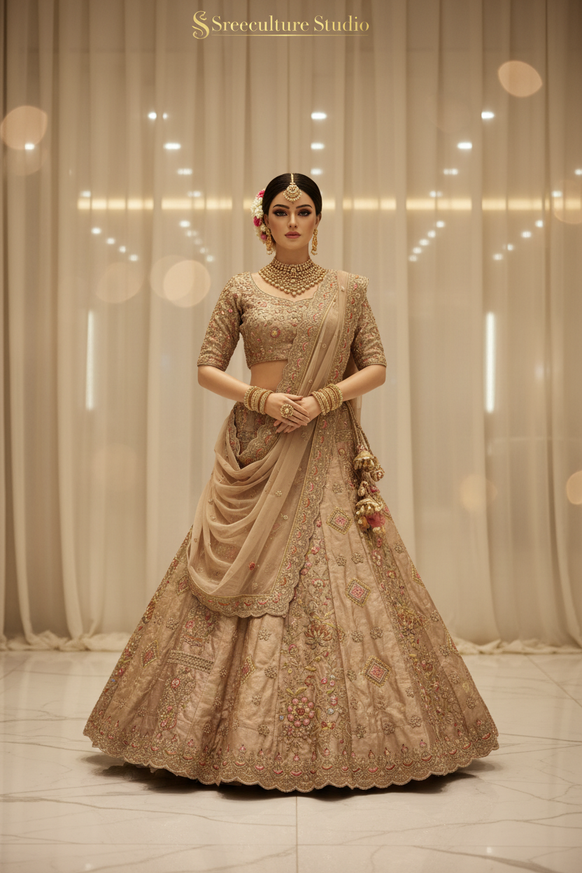 Kachni – Luxurious Multi-Style Bridal Party Lehenga – Sequin & Velvet