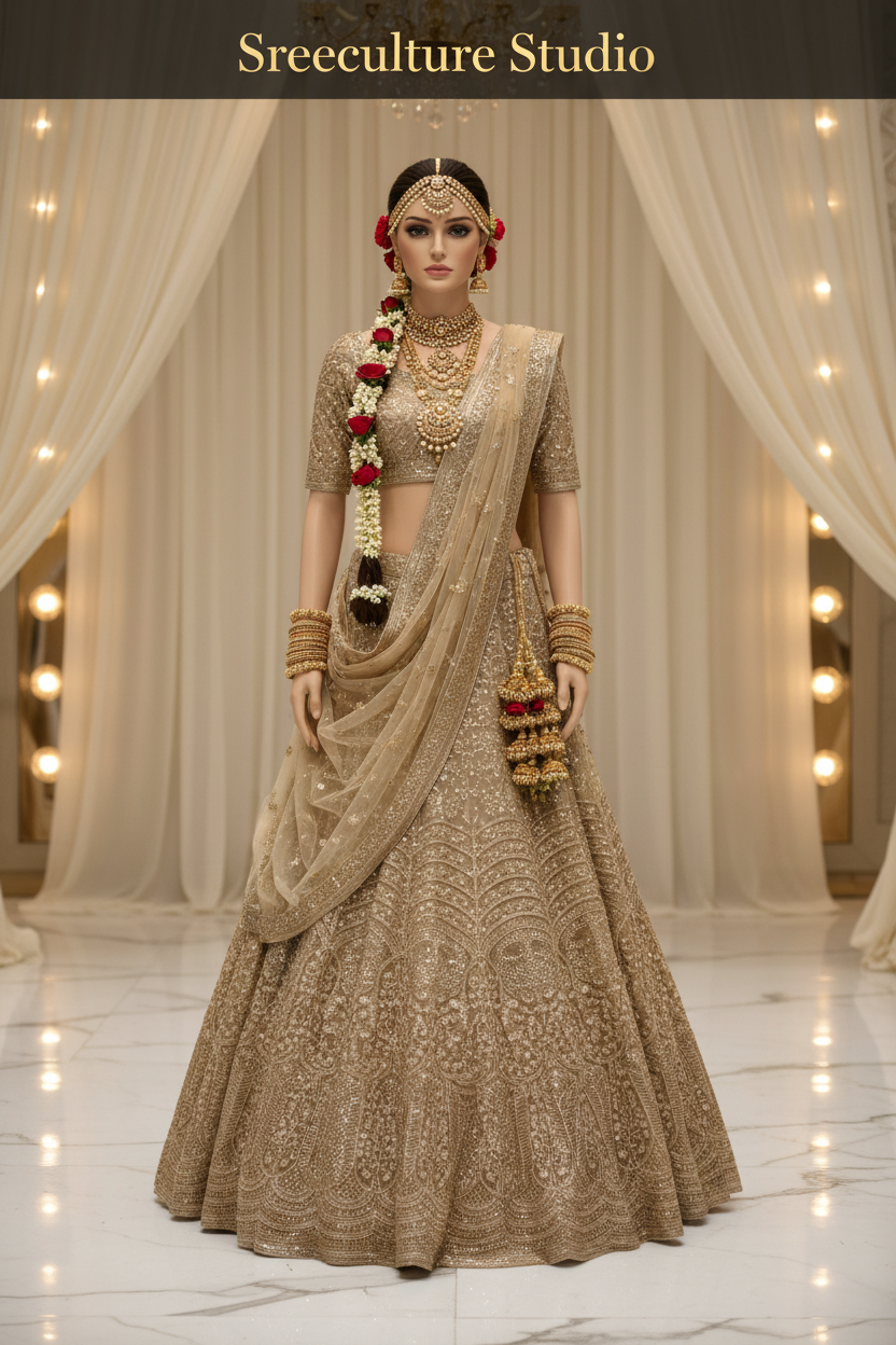 Kachni – Luxurious Multi-Style Bridal Party Lehenga – Sequin & Velvet