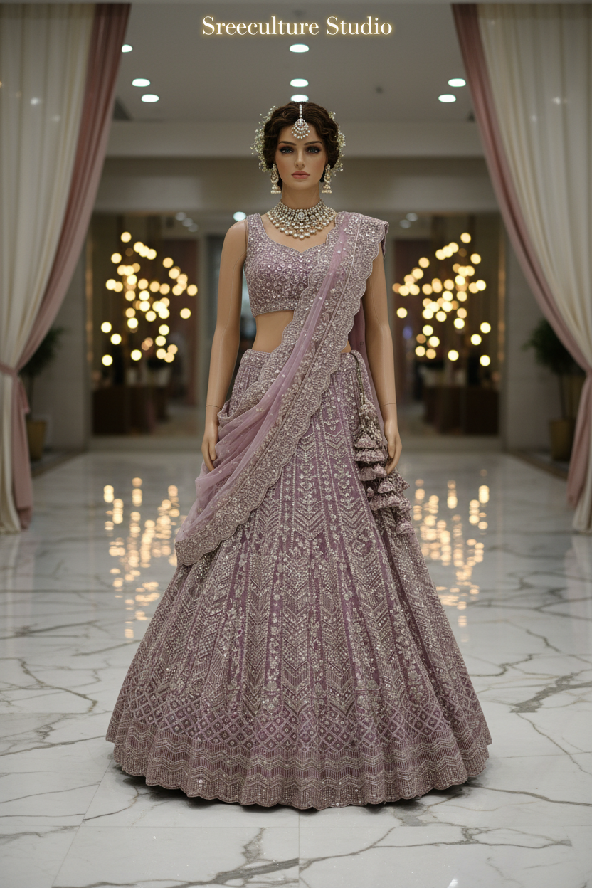 Kachni – Luxurious Multi-Style Bridal Party Lehenga – Sequin & Velvet