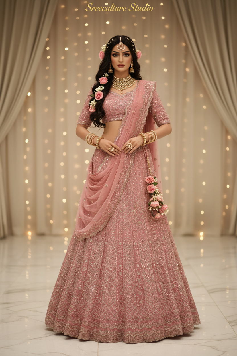 Kachni – Luxurious Multi-Style Bridal Party Lehenga – Sequin & Velvet