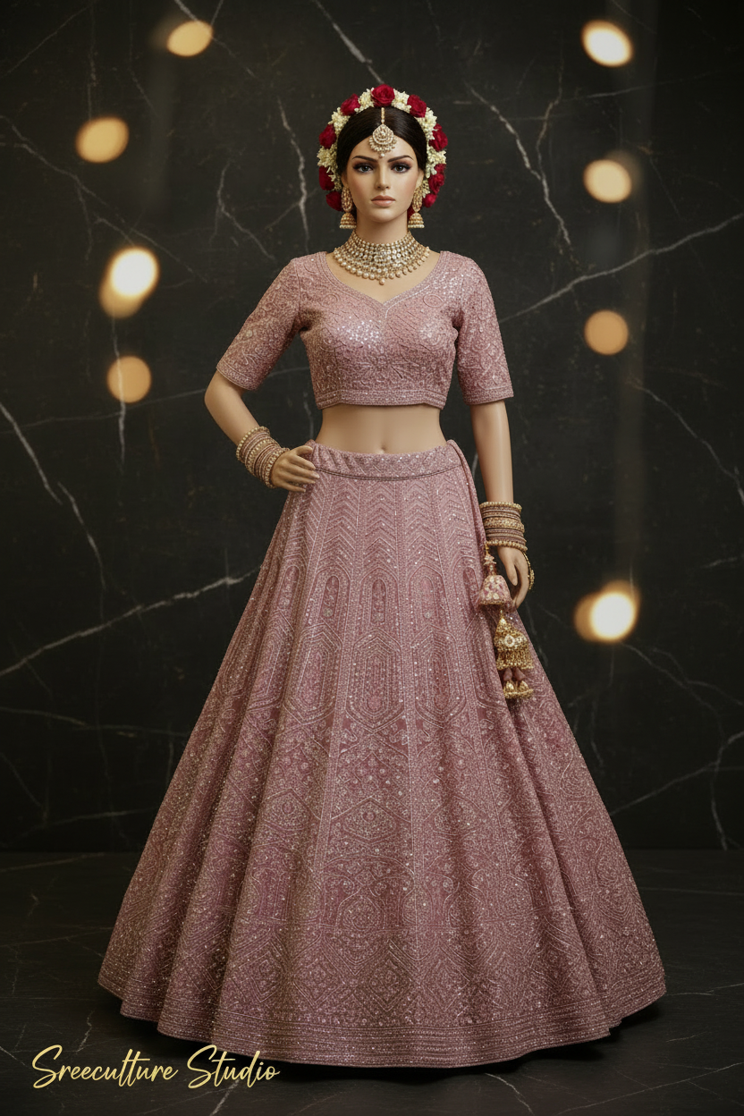 Kachni – Luxurious Multi-Style Bridal Party Lehenga – Sequin & Velvet