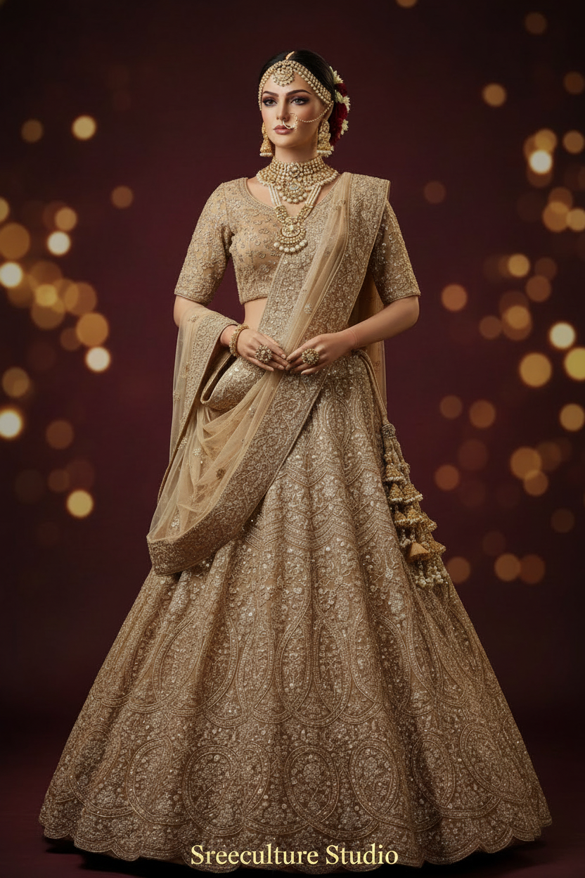 Kachni – Luxurious Multi-Style Bridal Party Lehenga – Sequin & Velvet