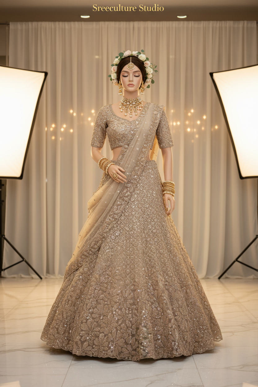 Kachni – Luxurious Multi-Style Bridal Party Lehenga – Sequin & Velvet