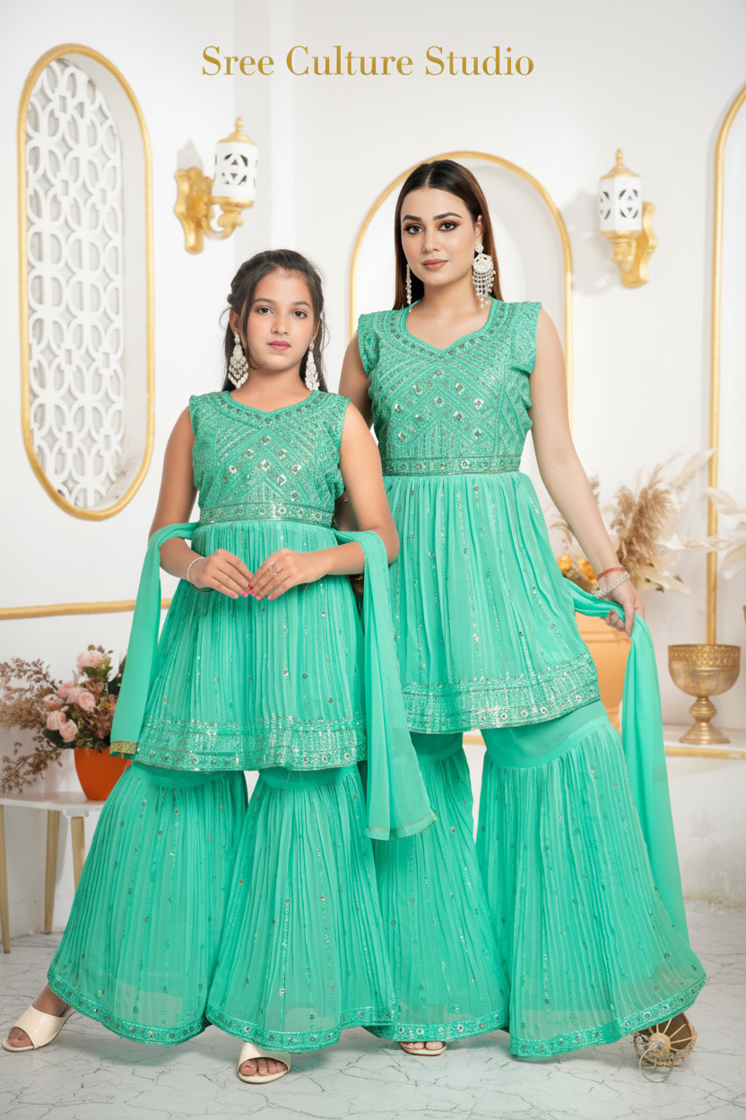 Bandhan – Designer Mother Daughter Palazzo Set Collections – Matching Ethnic Wear