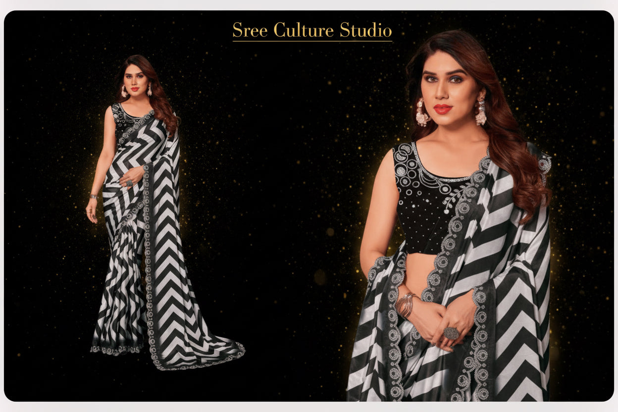 Maya – Designer Black & White Sarees Collection – Elegant Contrast Bridal Wear