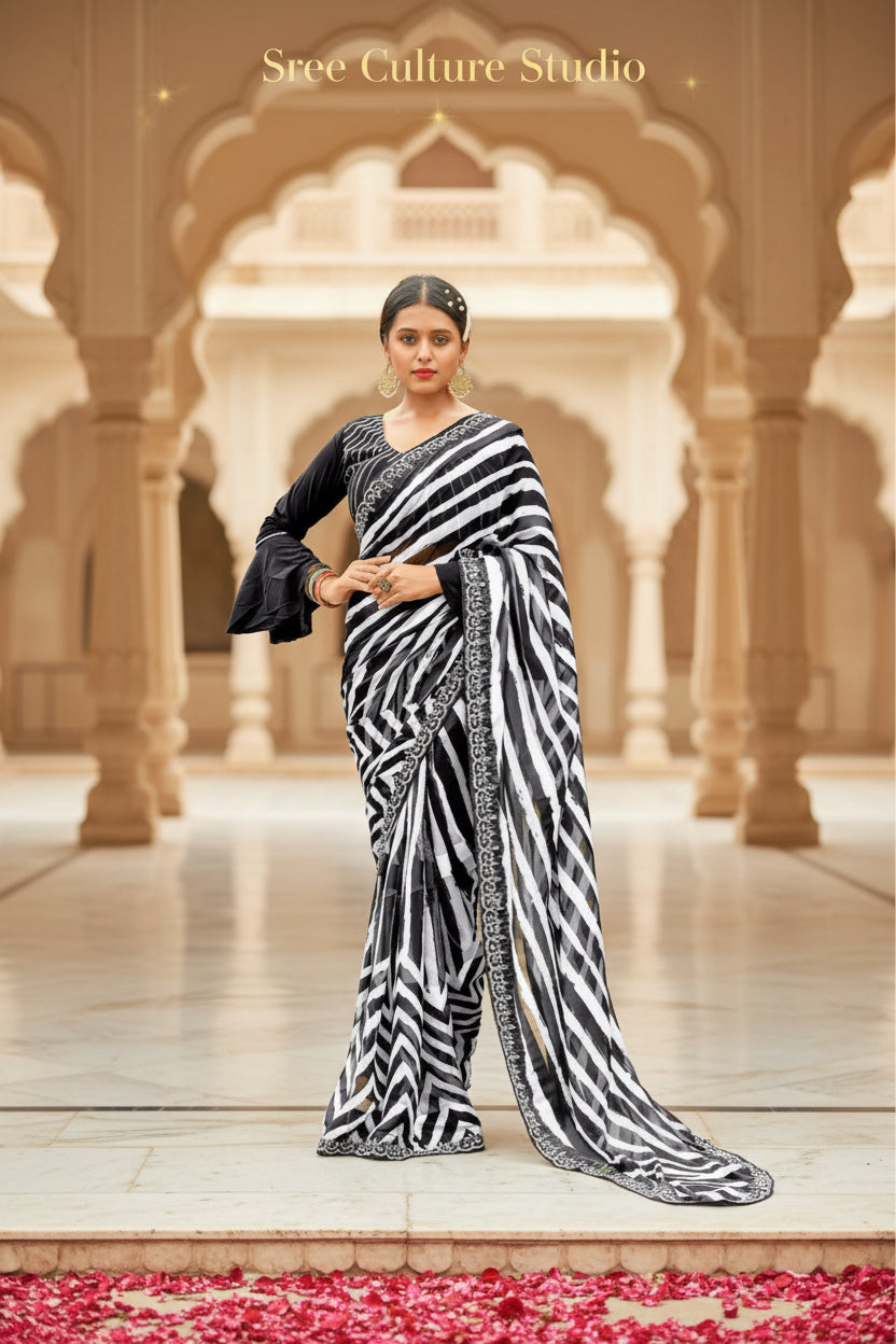 Maya – Designer Black & White Sarees Collection – Elegant Contrast Bridal Wear
